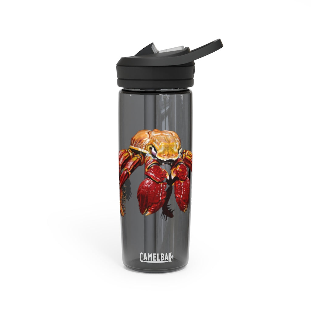 Red Crab CamelBak Eddy® Water Bottle in vibrant red color, showcasing its ergonomic design and spill-proof biting valve.