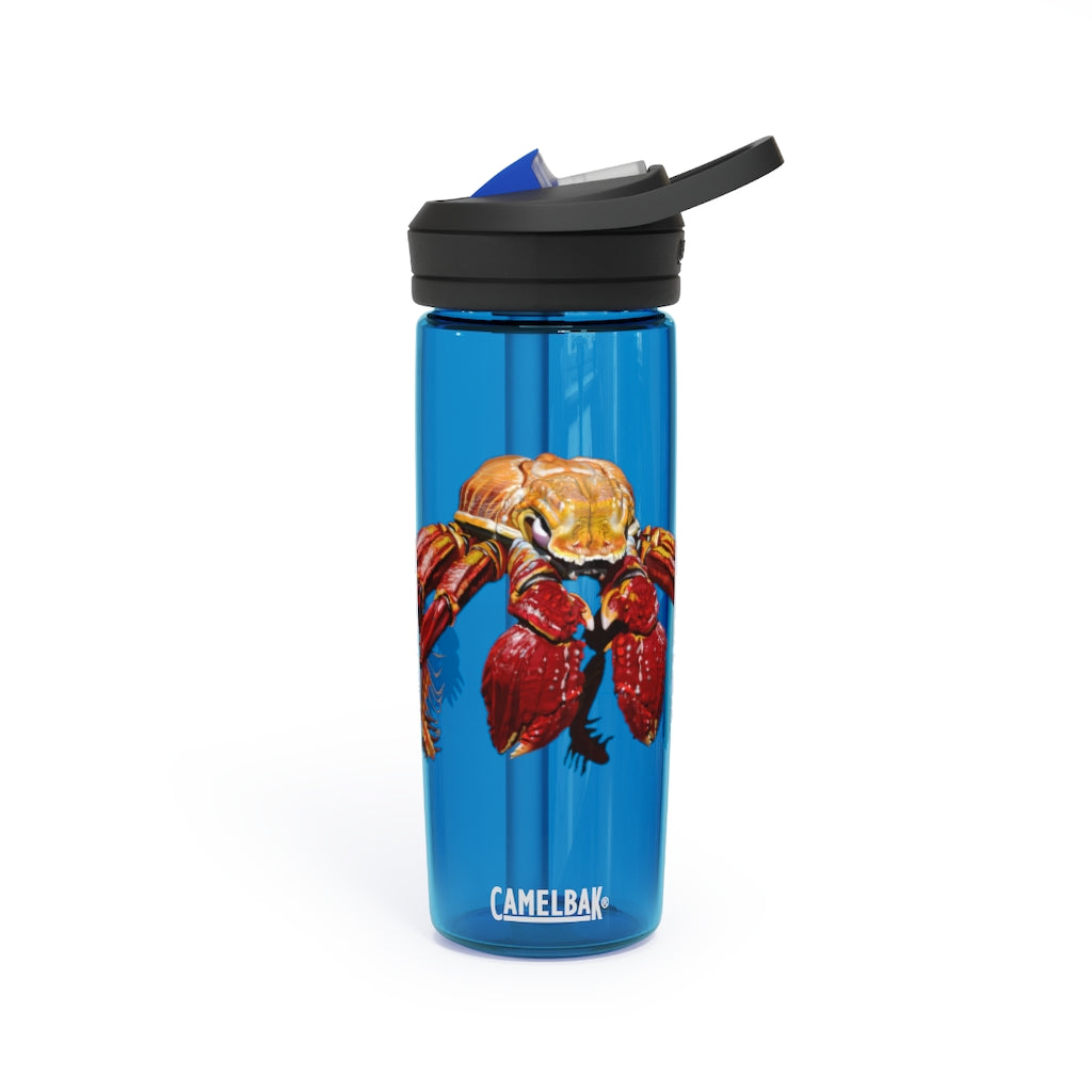 Red Crab CamelBak Eddy® Water Bottle in vibrant red color, showcasing its ergonomic design and spill-proof biting valve.