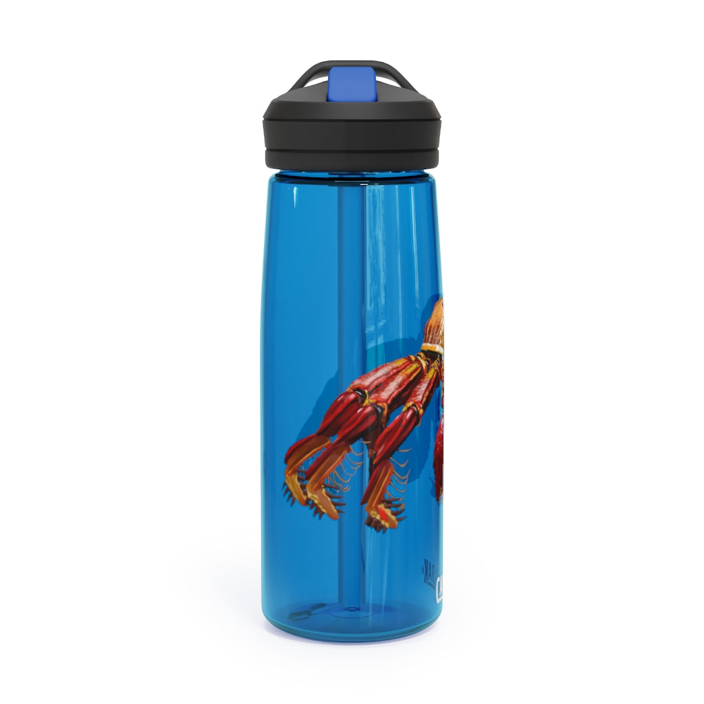 Red Crab CamelBak Eddy® Water Bottle in vibrant red color, showcasing its ergonomic design and spill-proof biting valve.