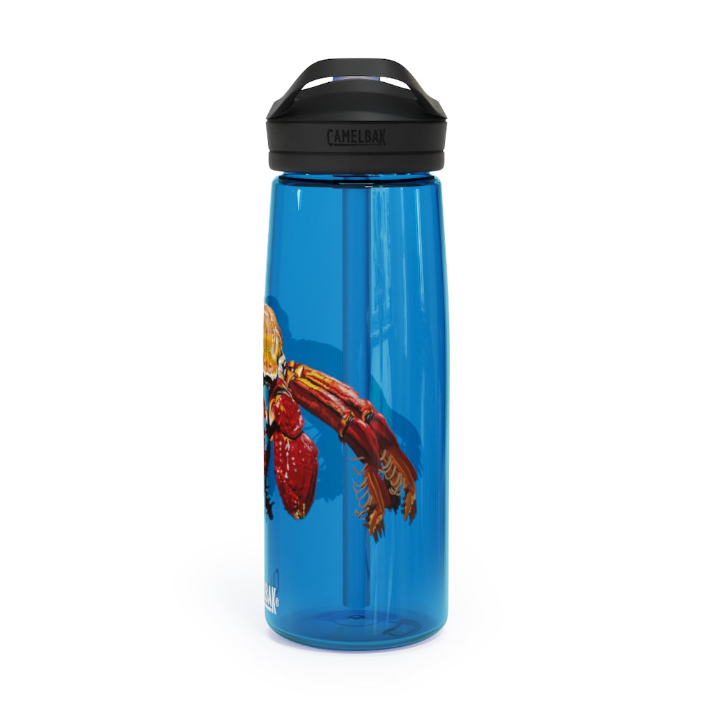 Red Crab CamelBak Eddy® Water Bottle in vibrant red color, showcasing its ergonomic design and spill-proof biting valve.