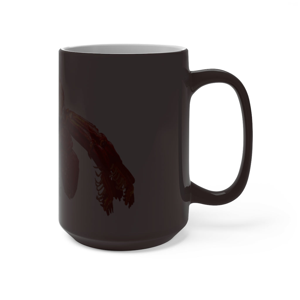 Red Crab Color Changing Mug showcasing vibrant colors when filled with hot liquid, featuring a rounded design and C-handle.