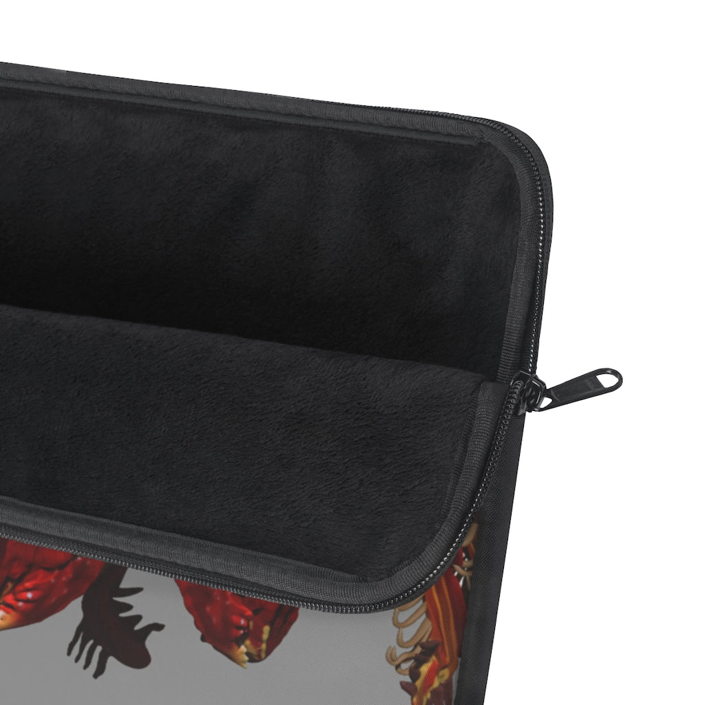 Red Crab Laptop Sleeve featuring a vibrant crab design on one side and a sleek black backside, perfect for protecting laptops.