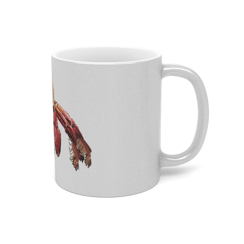 A stylish Red Crab Metallic Mug in Gold and Silver finishes, showcasing personalized designs on a ceramic surface.