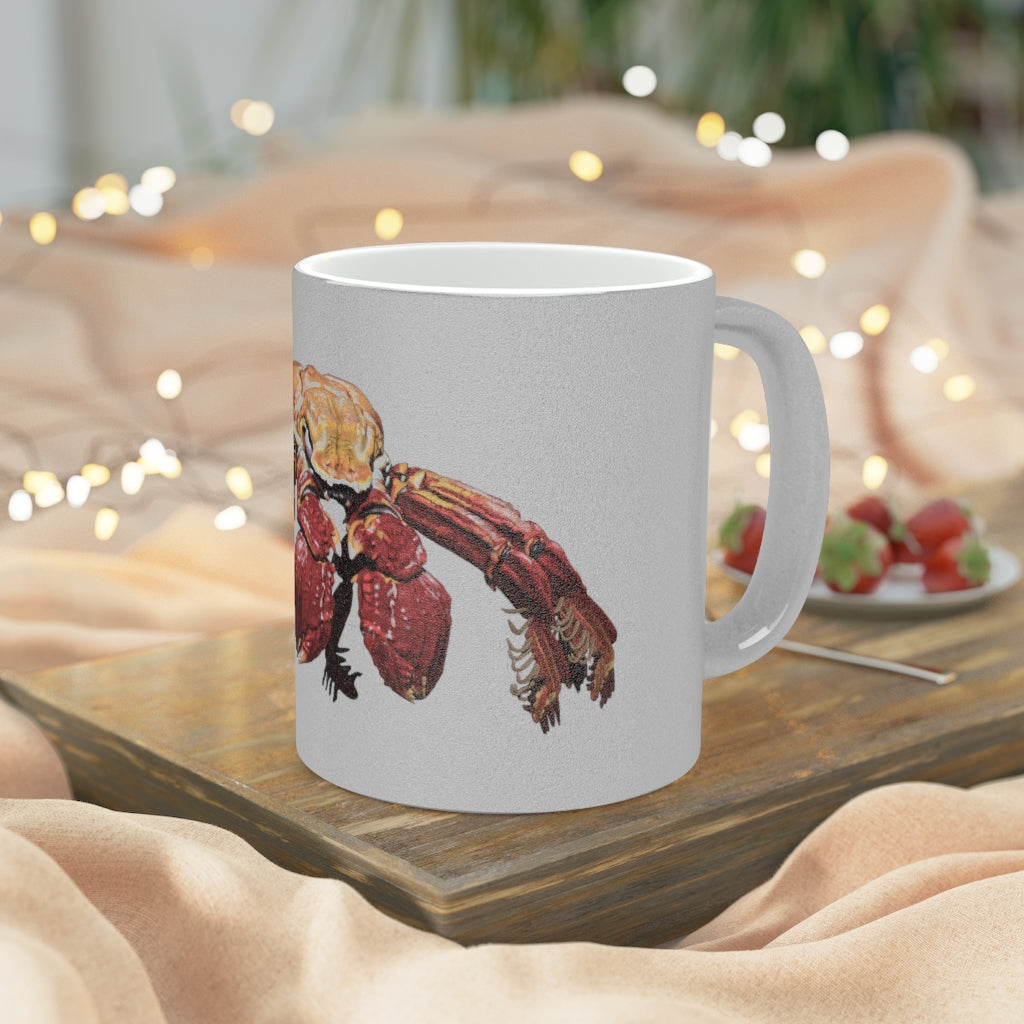 A stylish Red Crab Metallic Mug in Gold and Silver finishes, showcasing personalized designs on a ceramic surface.