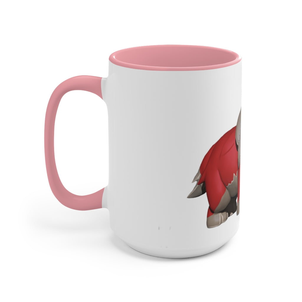 A stylish Red Dog Accent Mug featuring a white exterior with a vibrant colored interior, available in red, pink, and black options.