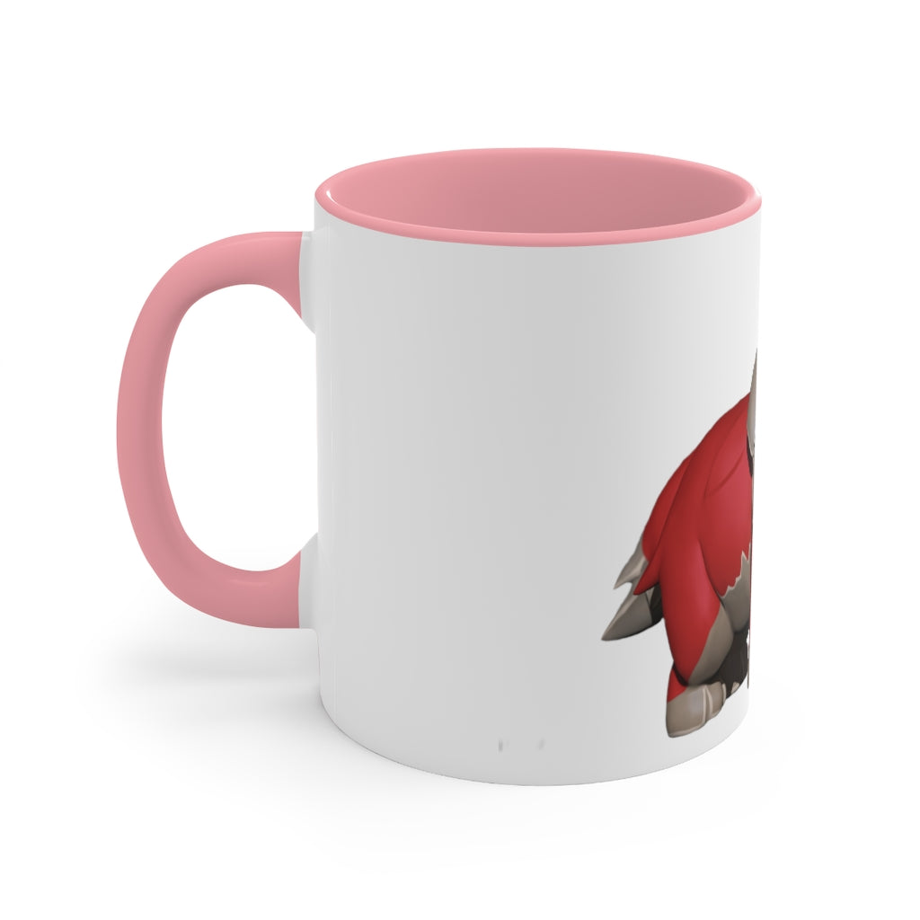 A stylish Red Dog Accent Mug featuring a white exterior with a vibrant colored interior, available in red, pink, and black options.