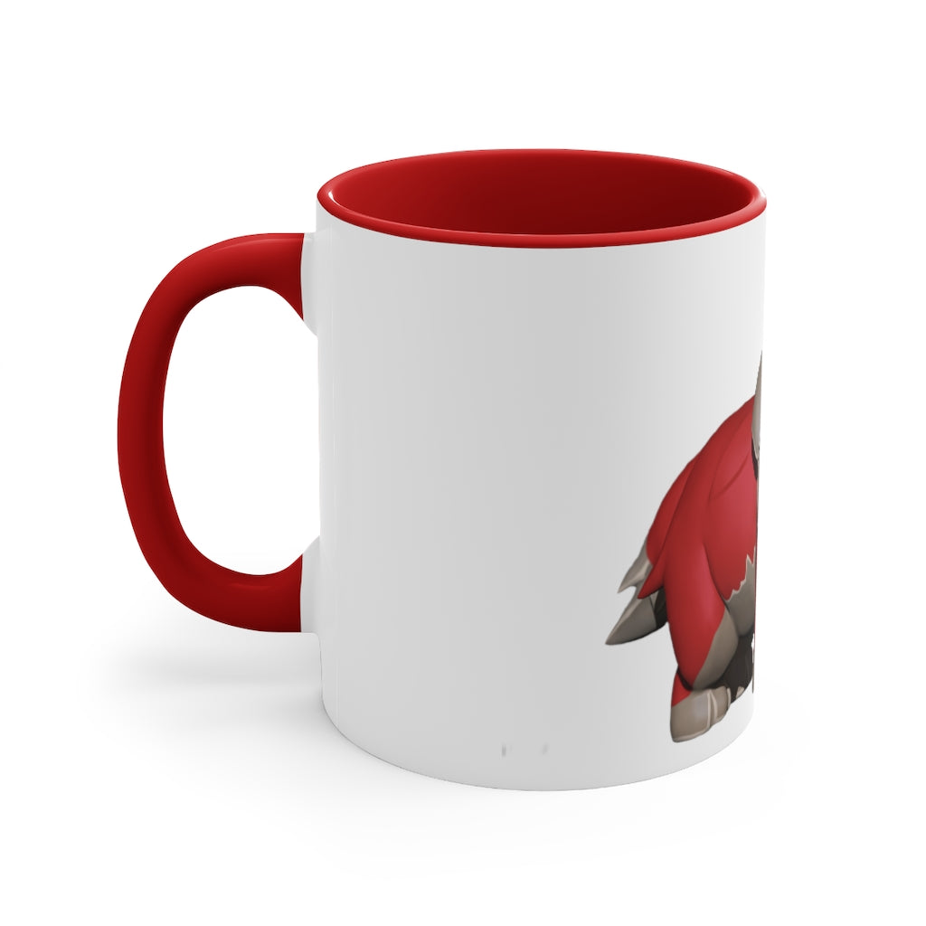 A stylish Red Dog Accent Mug featuring a white exterior with a vibrant colored interior, available in red, pink, and black options.