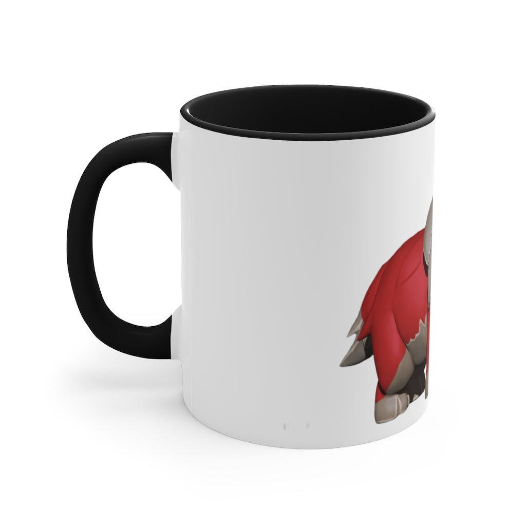 A stylish Red Dog Accent Mug featuring a white exterior with a vibrant colored interior, available in red, pink, and black options.