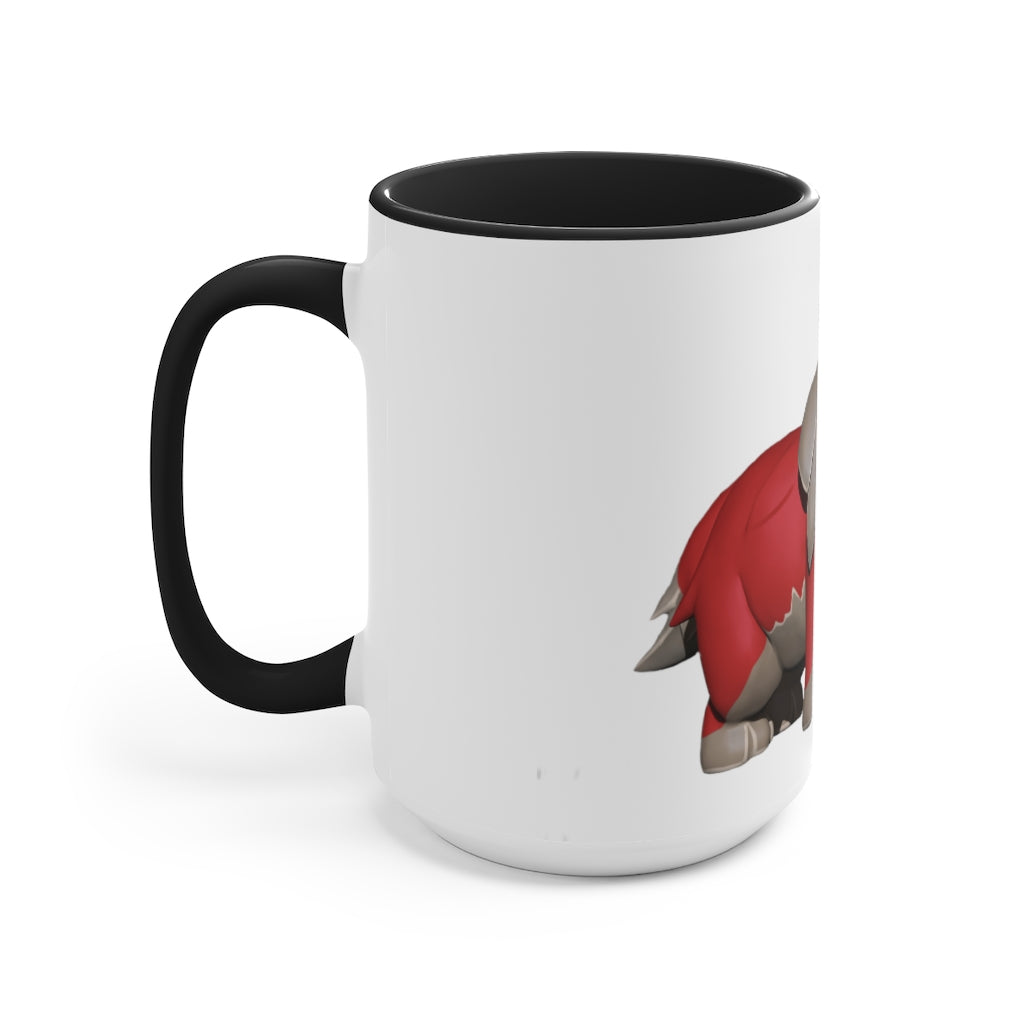 A stylish Red Dog Accent Mug featuring a white exterior with a vibrant colored interior, available in red, pink, and black options.