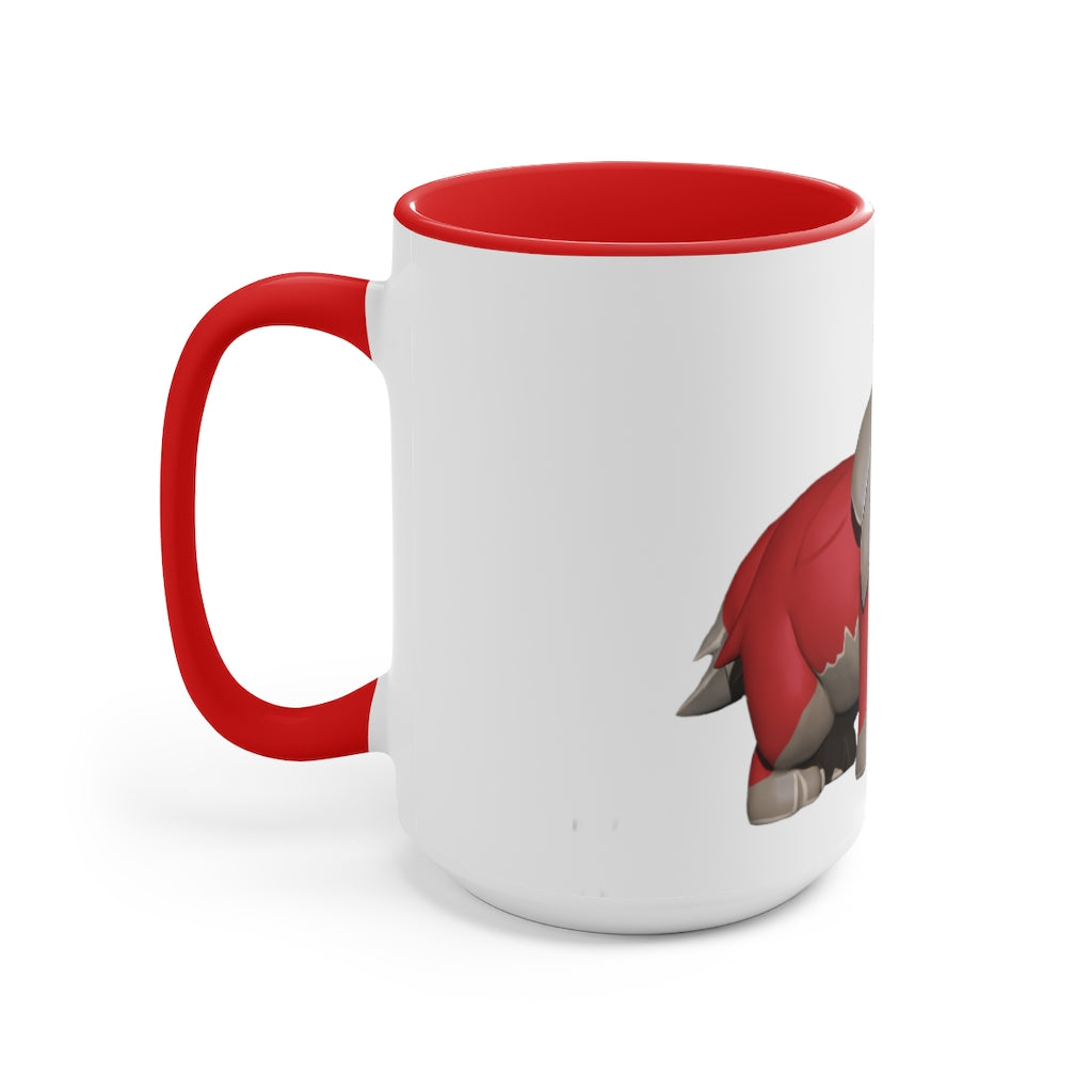 A stylish Red Dog Accent Mug featuring a white exterior with a vibrant colored interior, available in red, pink, and black options.