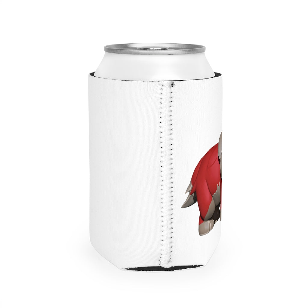 Red Dog Can Cooler Sleeve made of durable neoprene, designed to fit standard 12 oz cans with a customizable exterior.