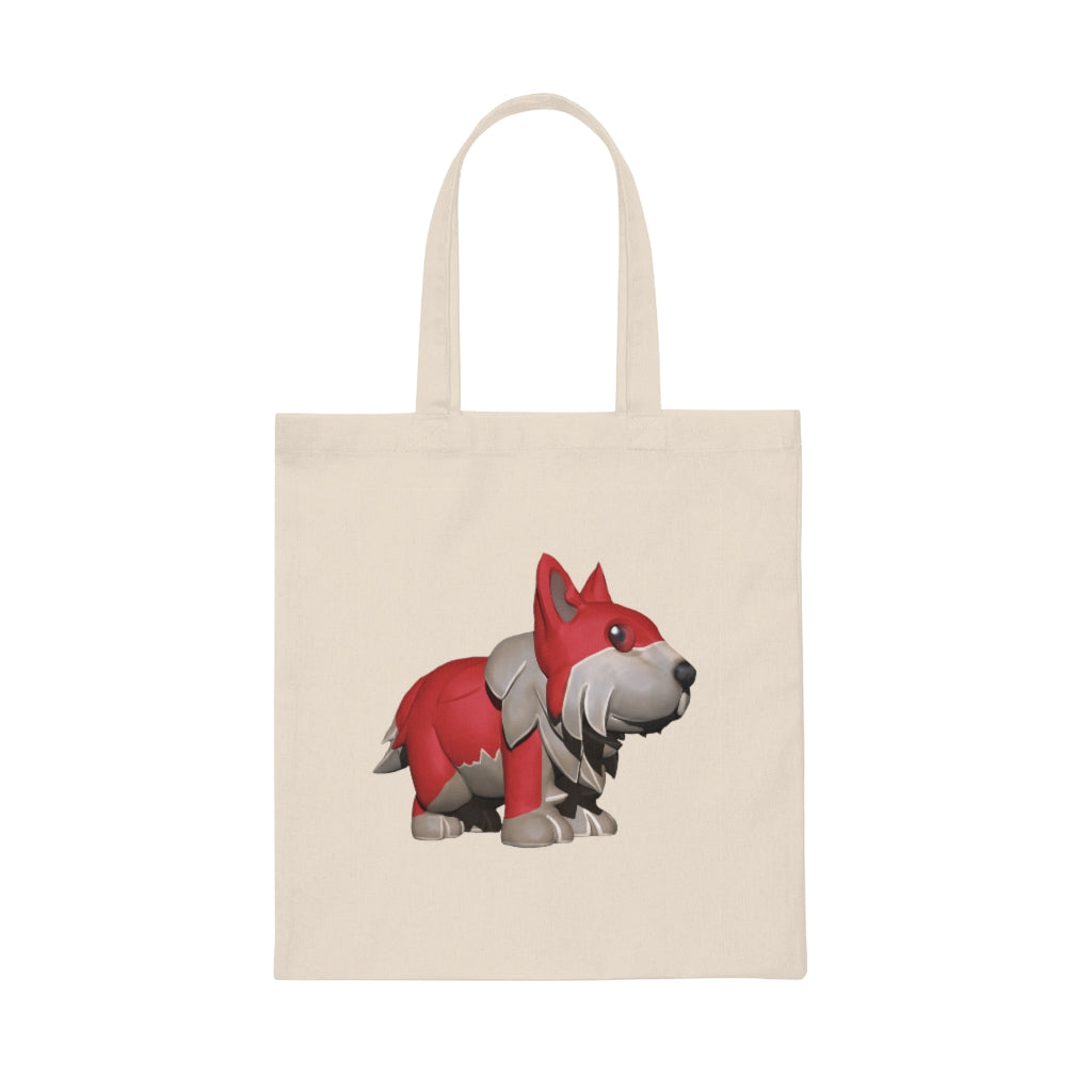 Red Dog Canvas Tote Bag made of 100% cotton sheeting, featuring reinforced handles and a spacious design for personalized artwork.