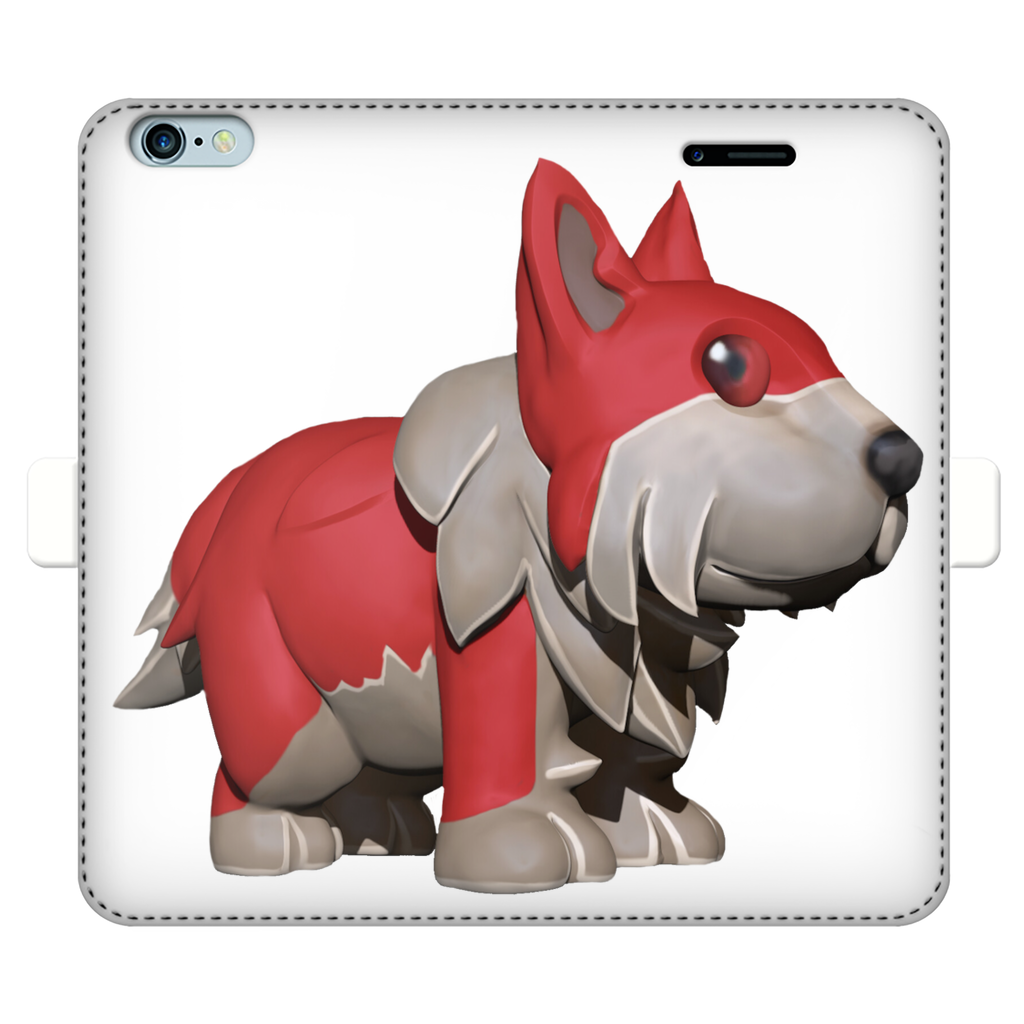 Red Dog Fully Printed Wallet Case showcasing vibrant designs and magnetic closure, made from animal-friendly faux leather.