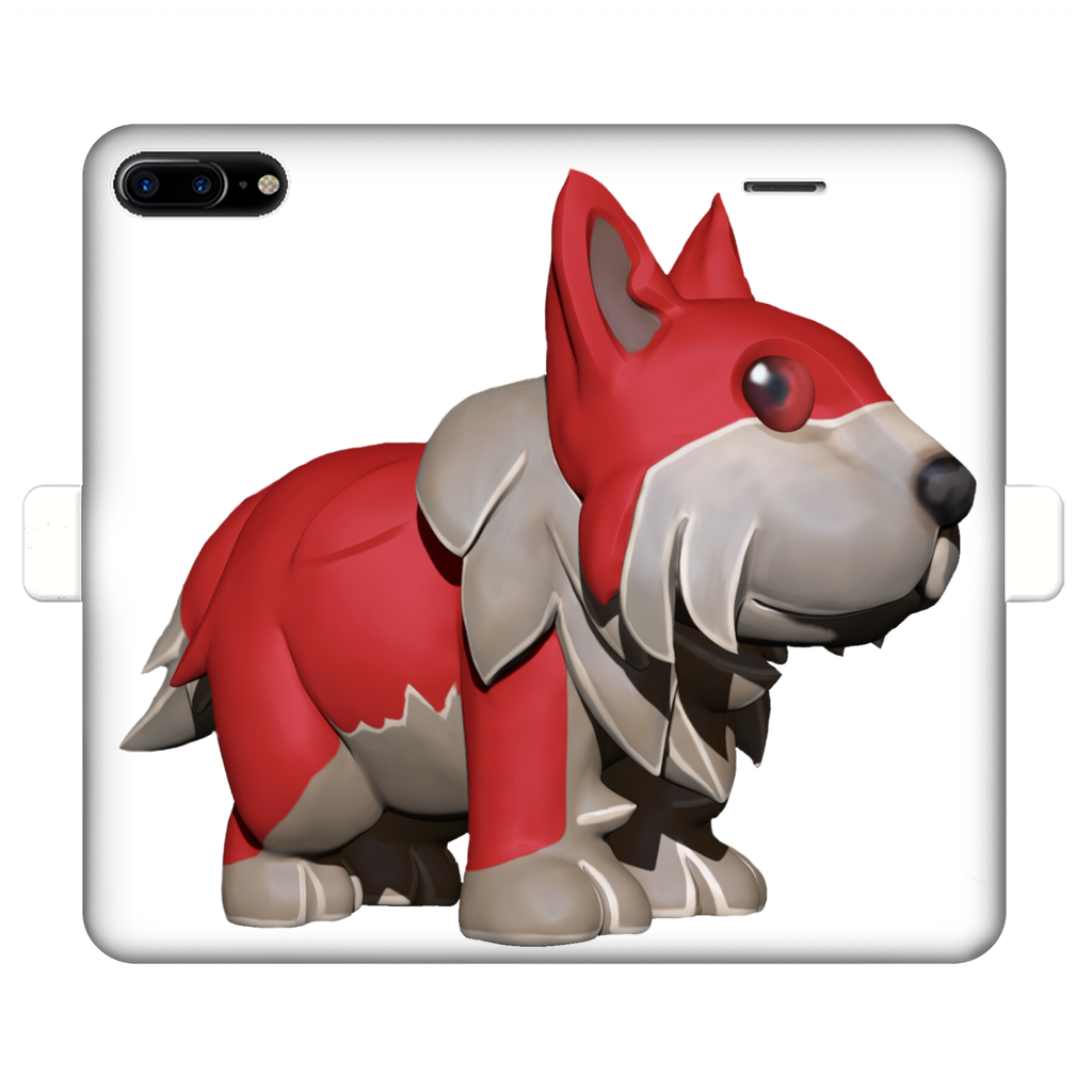 Red Dog Fully Printed Wallet Case showcasing vibrant designs and magnetic closure, made from animal-friendly faux leather.