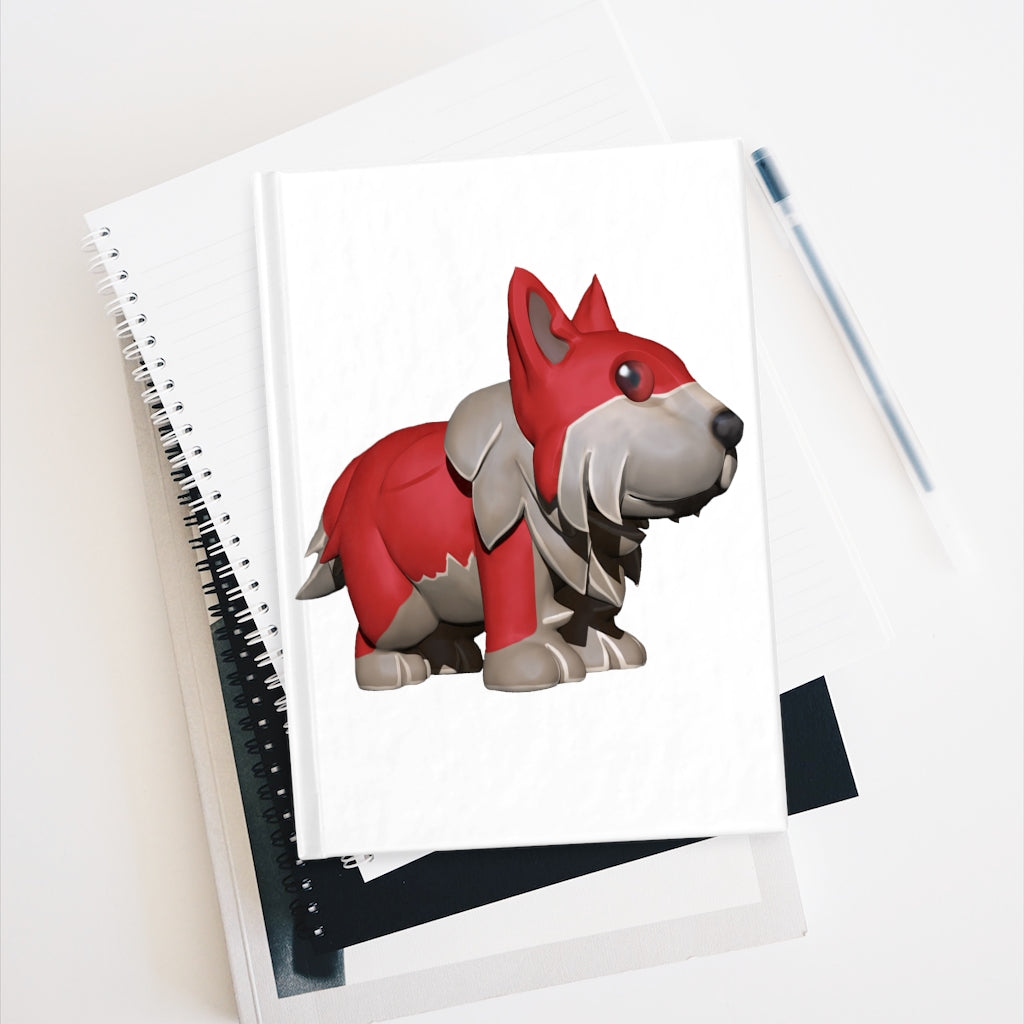 Red Dog Journal with ruled line pages and durable hardcover, featuring a vibrant wraparound print design.