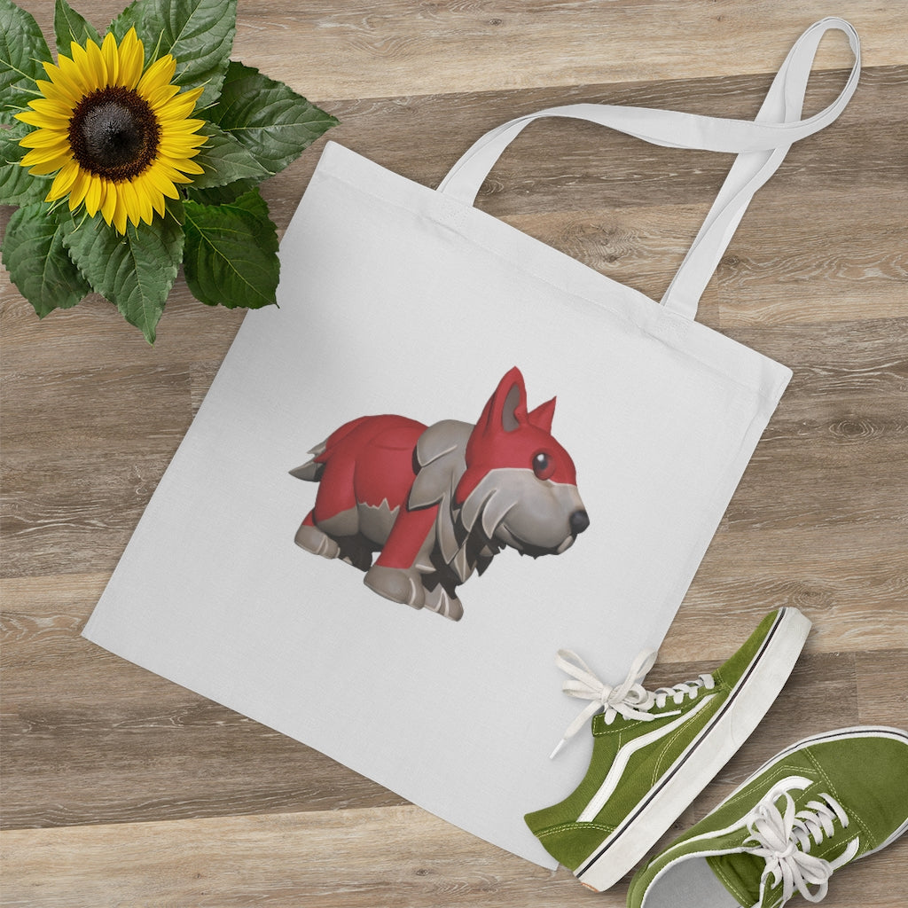 Red Dog Tote Bag made of 100% cotton with cross-stitched handles, available in multiple colors.