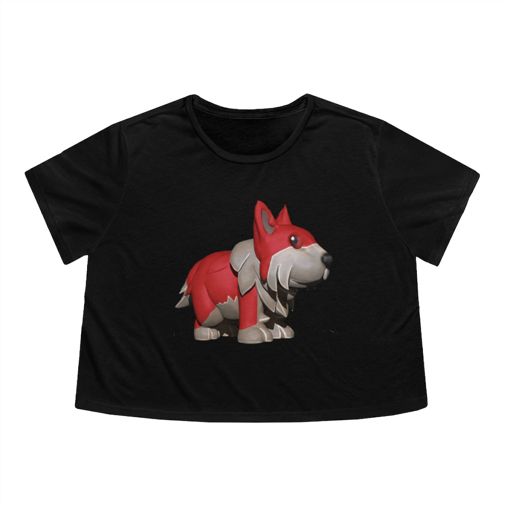 Red Dog Women's Flowy Cropped Tee in a stylish design, showcasing its flowy fit and modest crop.