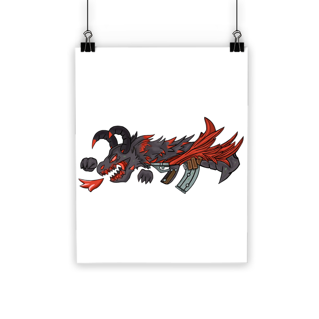 Red Dragon Gun Classic Poster featuring vibrant colors and a striking design, printed on high-quality semi-gloss paper.