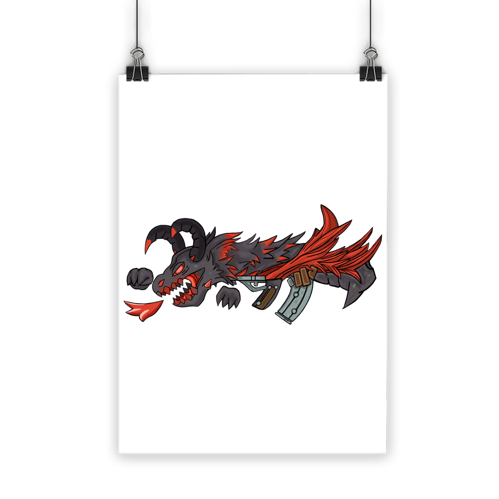 Red Dragon Gun Classic Poster featuring vibrant colors and a striking design, printed on high-quality semi-gloss paper.