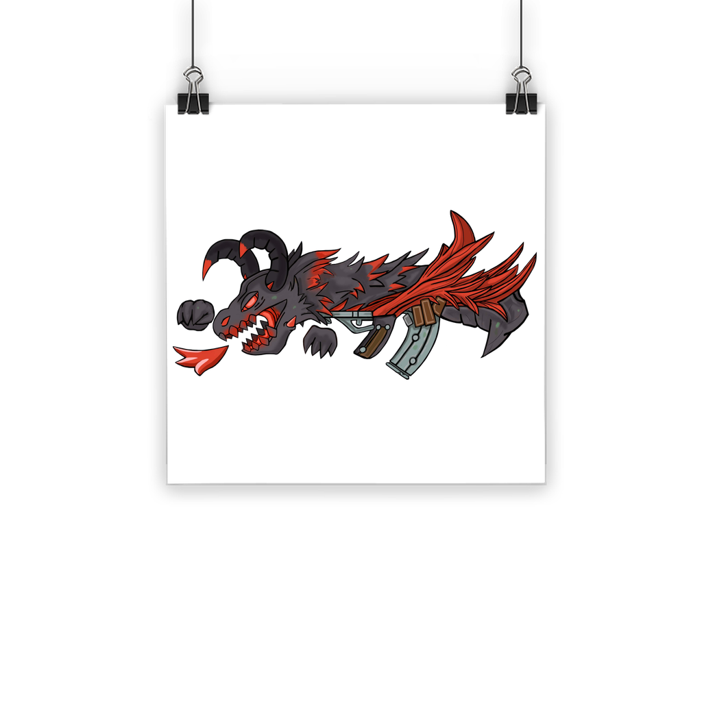 Red Dragon Gun Classic Poster featuring vibrant colors and a striking design, printed on high-quality semi-gloss paper.