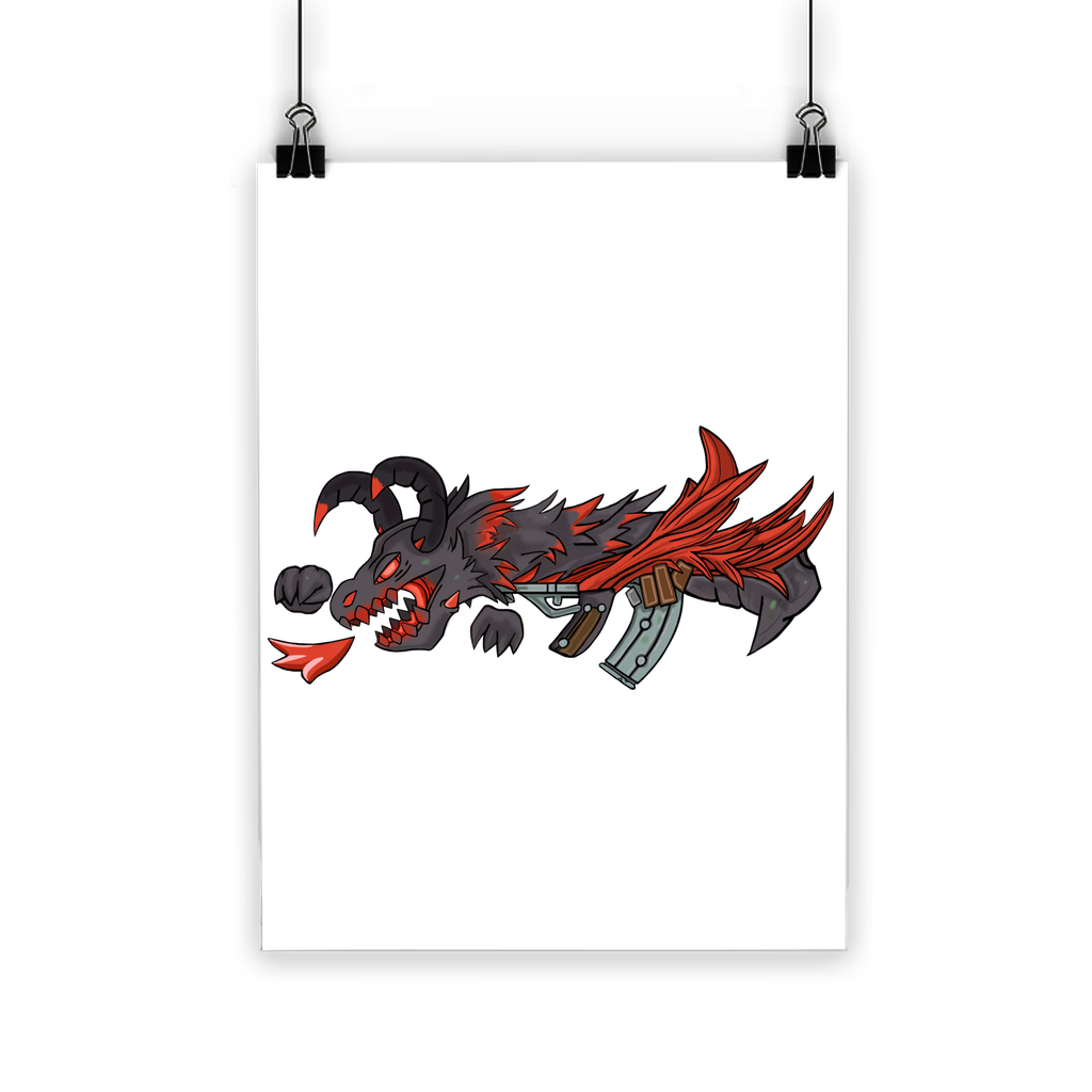 Red Dragon Gun Classic Poster featuring vibrant colors and a striking design, printed on high-quality semi-gloss paper.