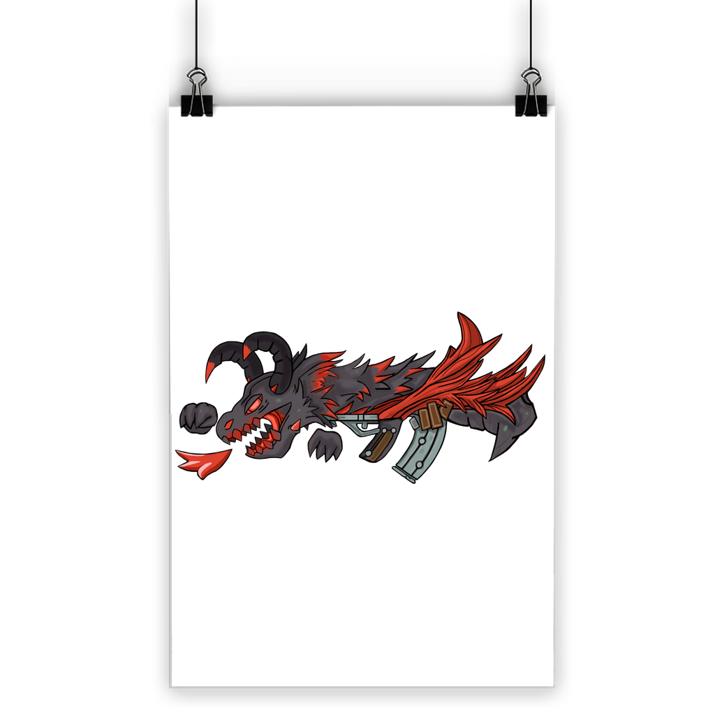 Red Dragon Gun Classic Poster featuring vibrant colors and a striking design, printed on high-quality semi-gloss paper.