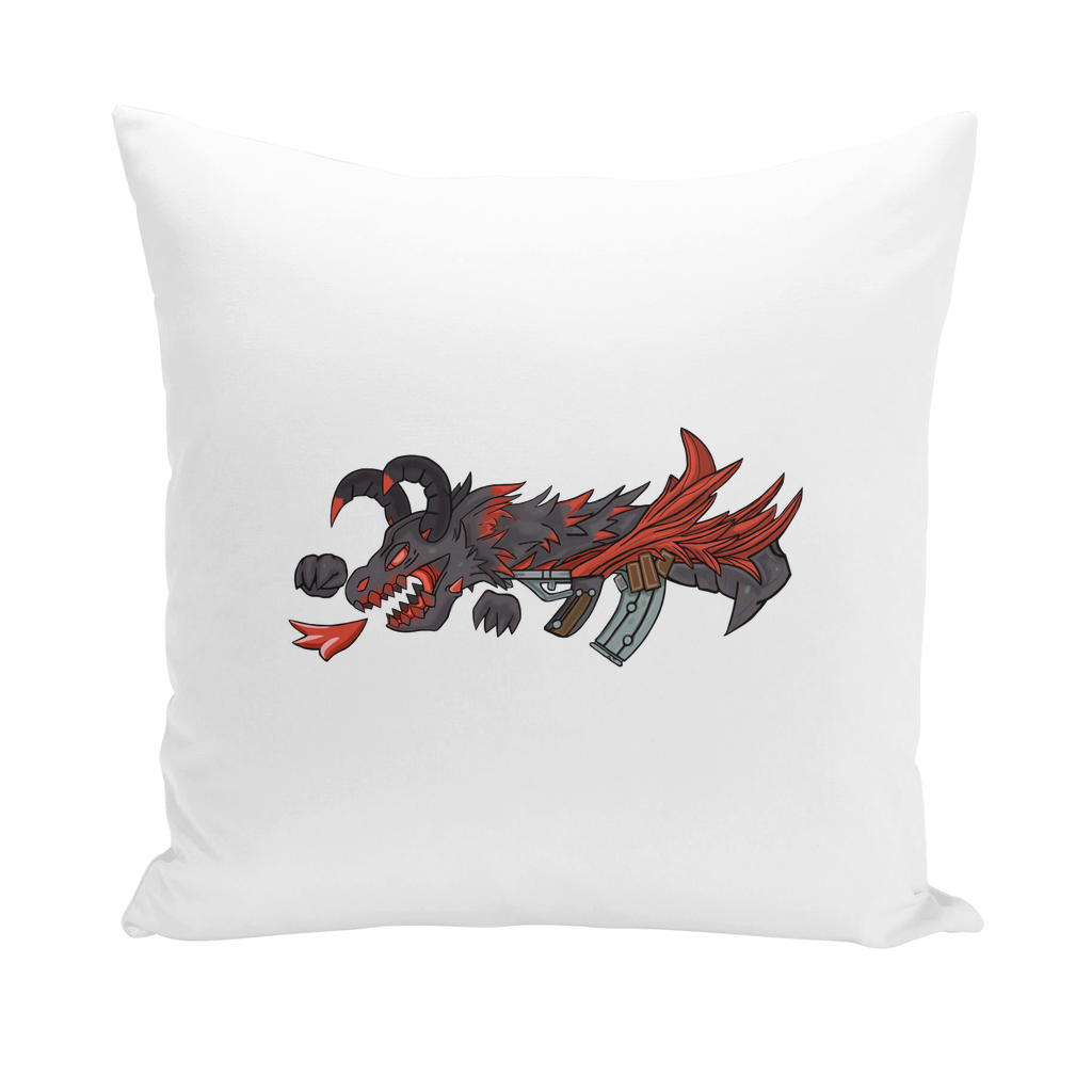 Red Dragon Gun Throw Pillows in various styles including linen, canvas, and suede, showcasing vibrant designs and high-quality materials.