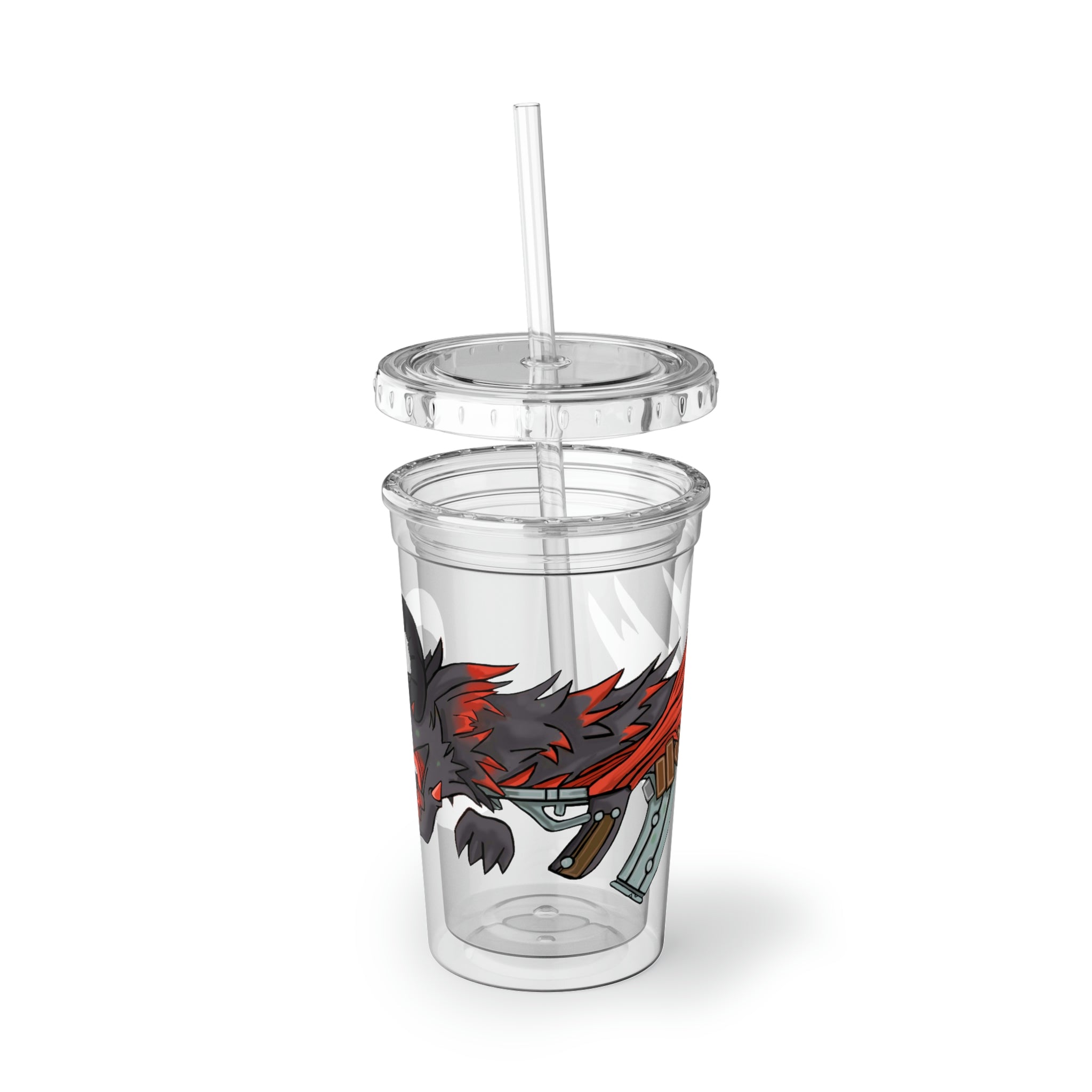 Red Dragon Weapon Suave Acrylic Cup with double-wall insulation, featuring vibrant customizable artwork and a BPA-free design.