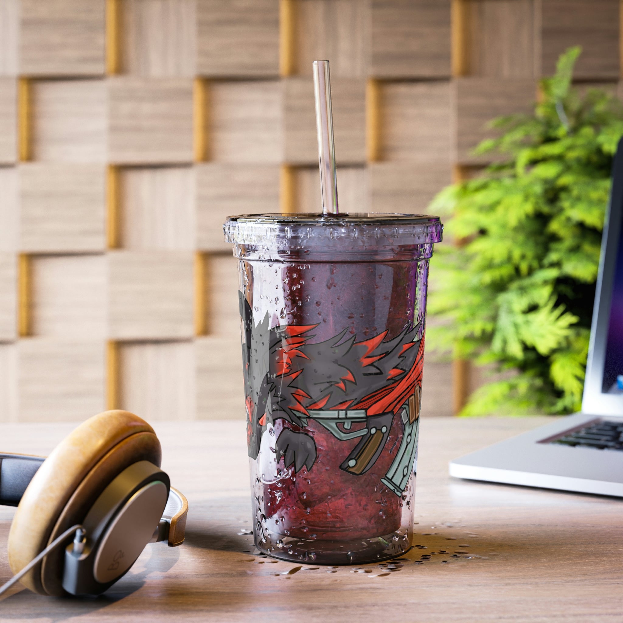 Red Dragon Weapon Suave Acrylic Cup with double-wall insulation, featuring vibrant customizable artwork and a BPA-free design.