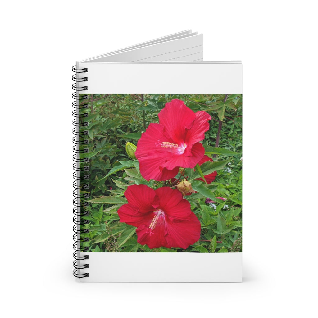 Red Flowers Spiral Notebook with ruled line pages and durable cover.