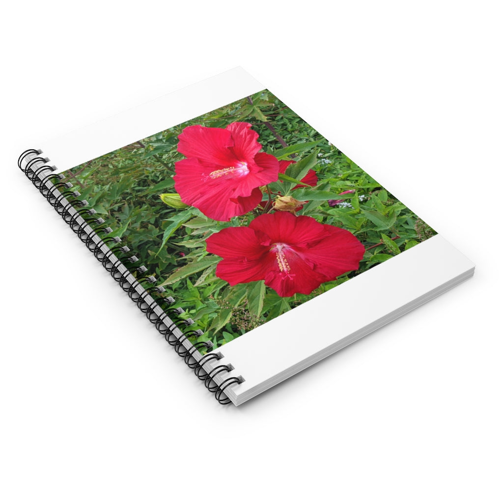 Red Flowers Spiral Notebook with ruled line pages and durable cover.