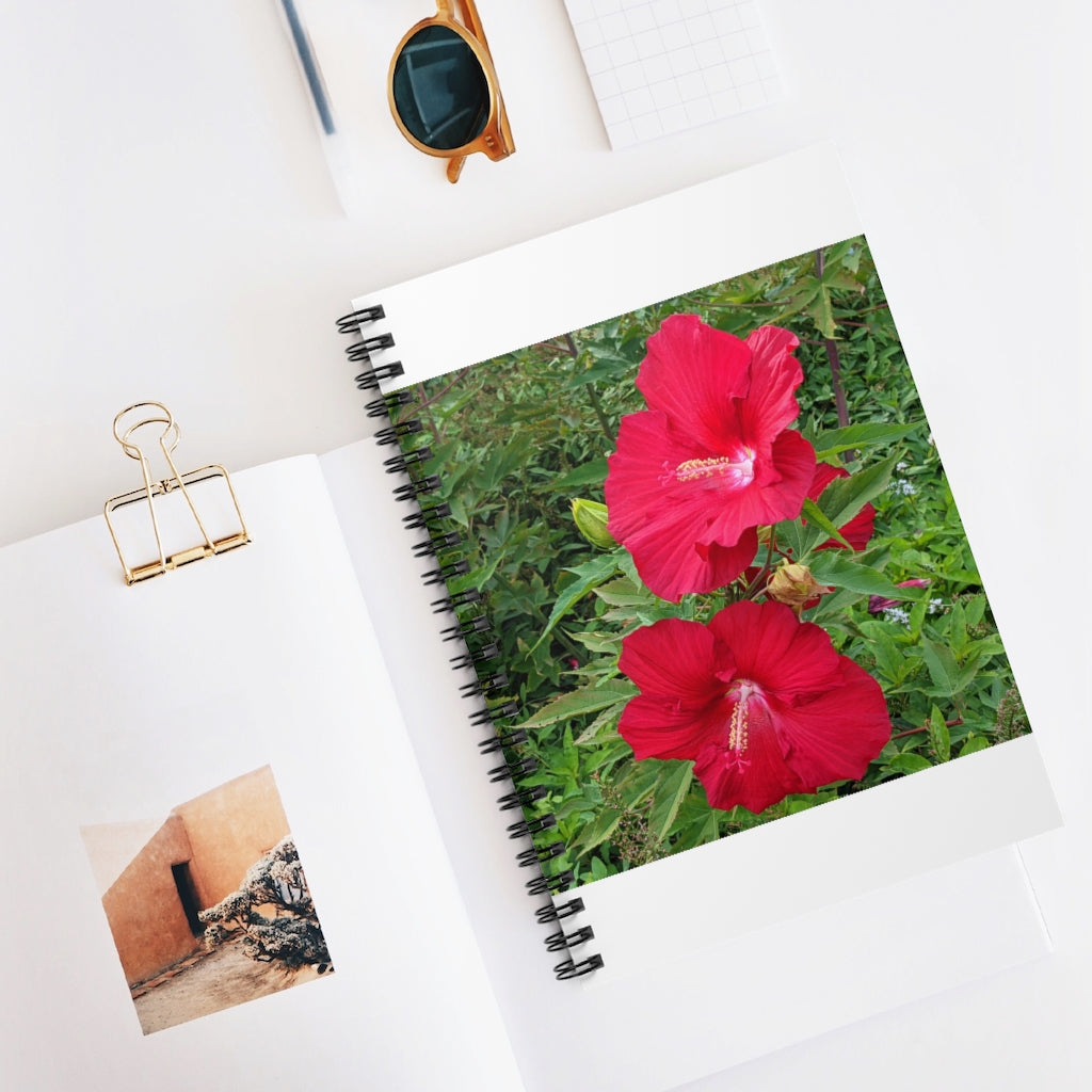 Red Flowers Spiral Notebook with ruled line pages and durable cover.