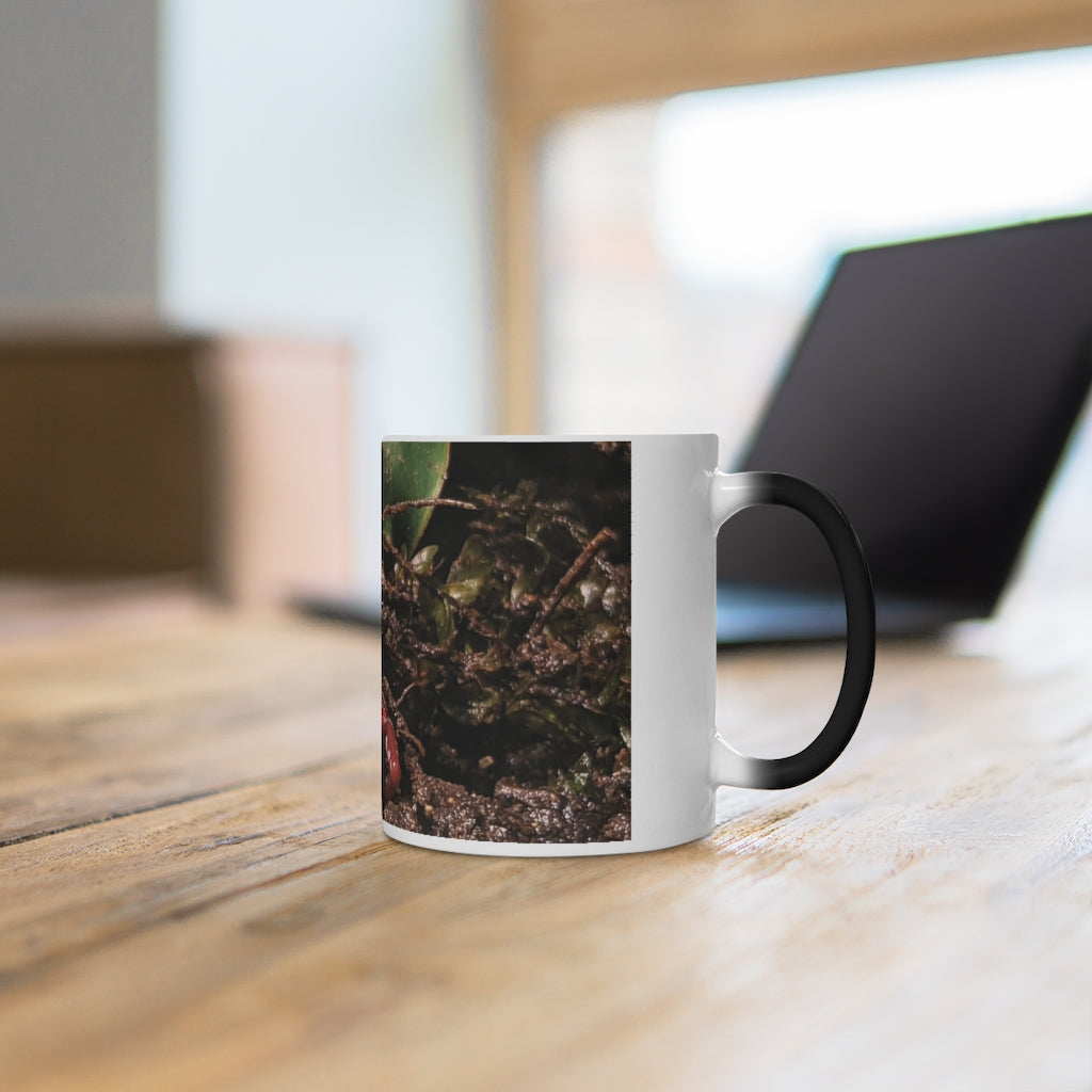 Red Frog Color Changing Mug showcasing its vibrant color-changing feature and ceramic design.