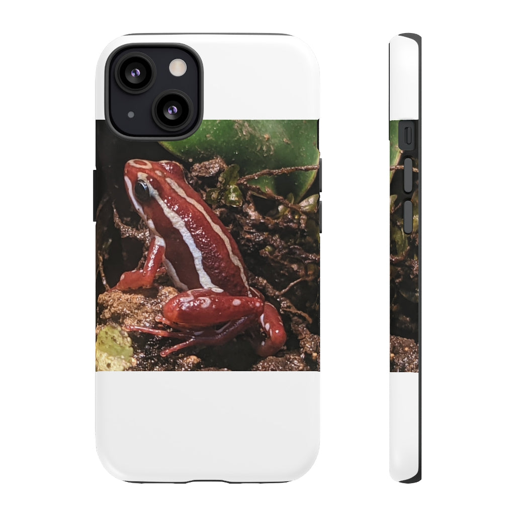 Red Frog Tough Case showcasing vibrant design and dual-layer protection for smartphones.