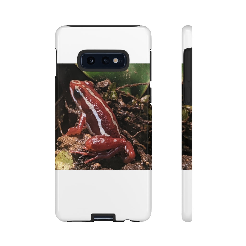 Red Frog Tough Case showcasing vibrant design and dual-layer protection for smartphones.