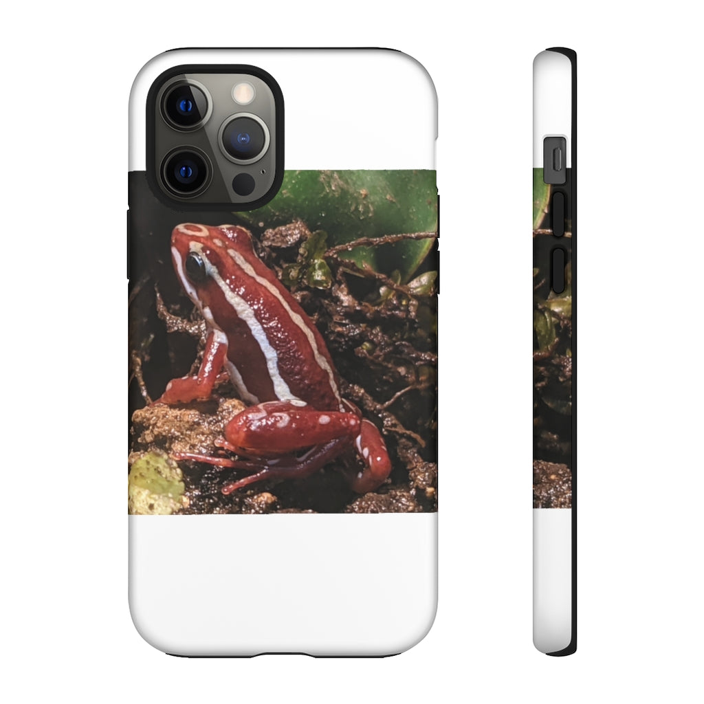 Red Frog Tough Case showcasing vibrant design and dual-layer protection for smartphones.