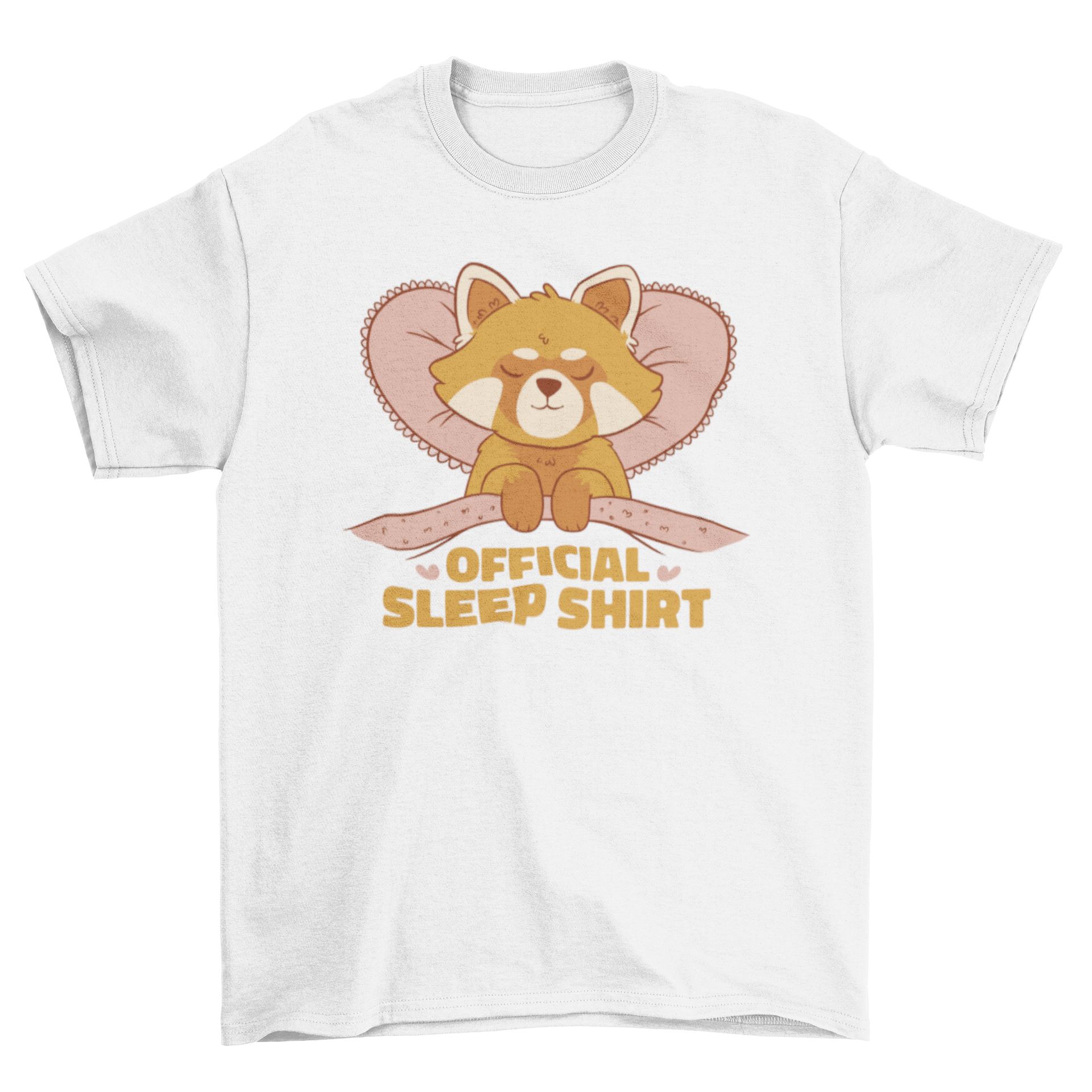 A cute t-shirt featuring a sleeping red panda with the quote 'Official sleep shirt', perfect for animal lovers.