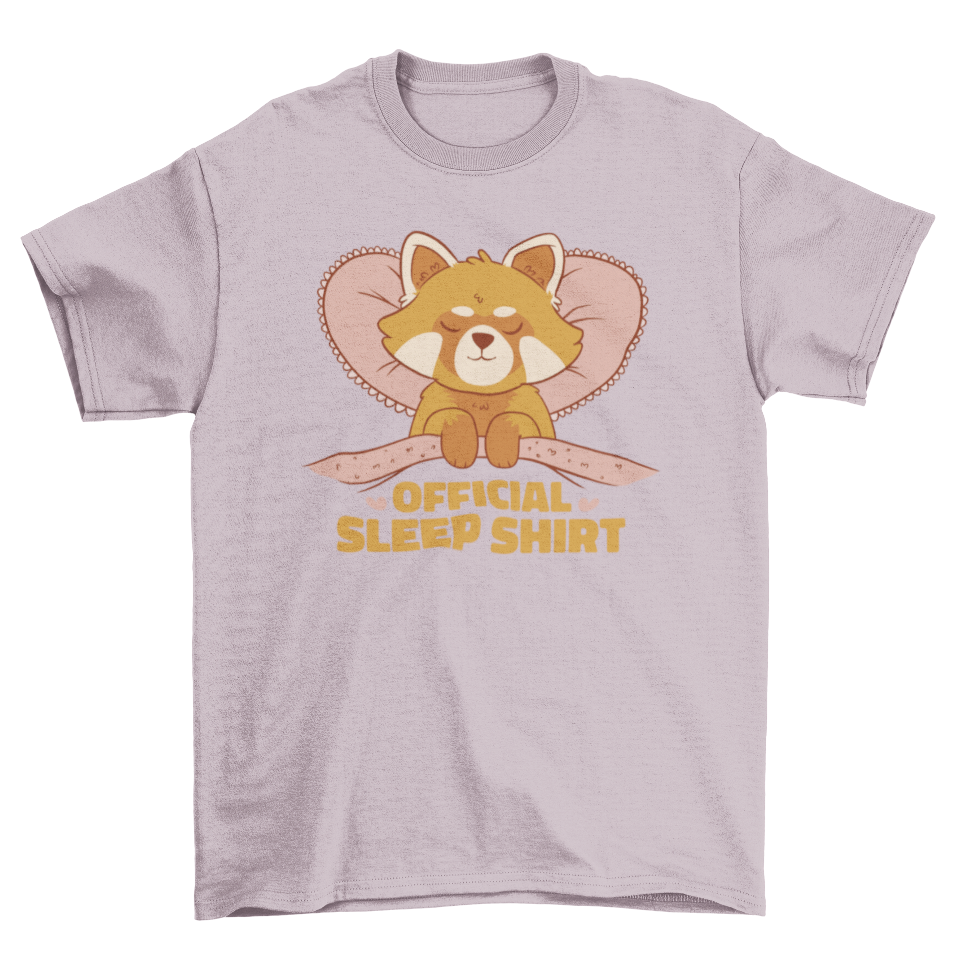 A cute t-shirt featuring a sleeping red panda with the quote 'Official sleep shirt', perfect for animal lovers.