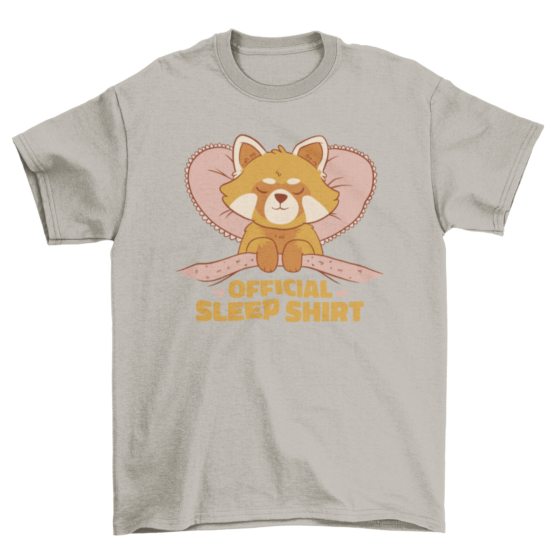 A cute t-shirt featuring a sleeping red panda with the quote 'Official sleep shirt', perfect for animal lovers.