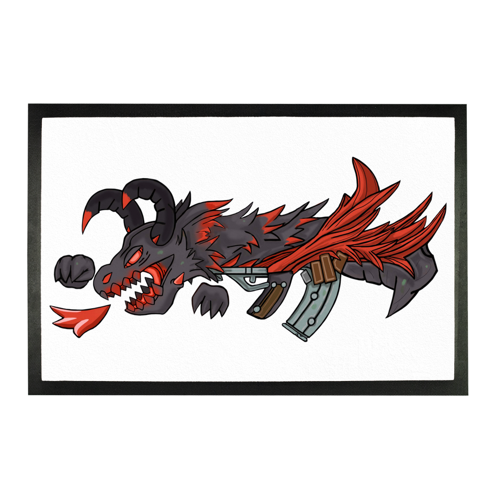 RedDragonGun Sublimation Doormat showcasing vibrant custom designs on a durable rubber base.