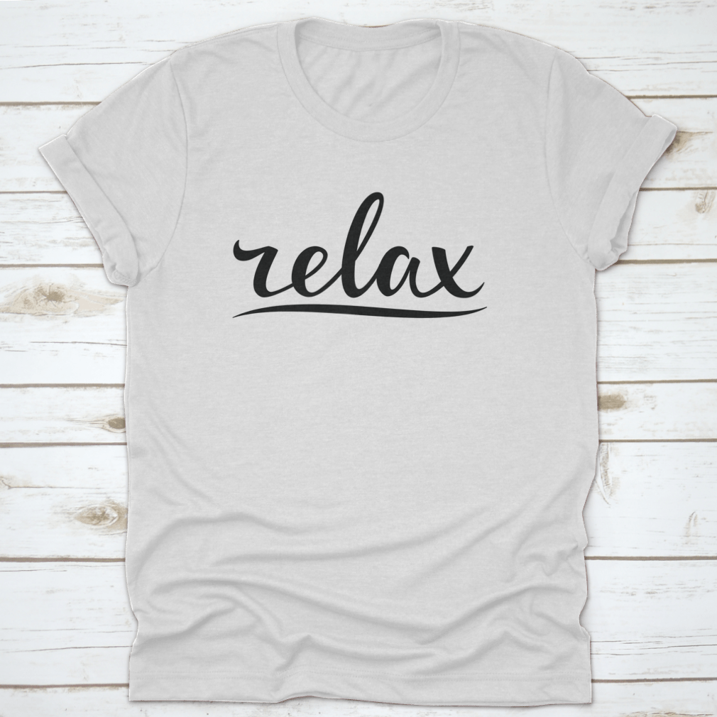 Relax Hand Lettering Design T-Shirt made from 100% cotton, featuring a classic fit and midweight fabric.