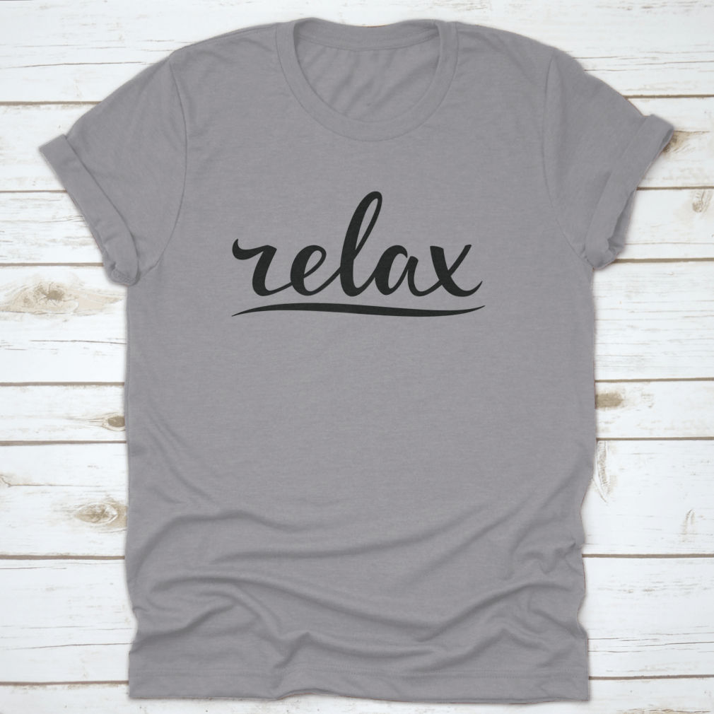 Relax Hand Lettering Design T-Shirt made from 100% cotton, featuring a classic fit and midweight fabric.