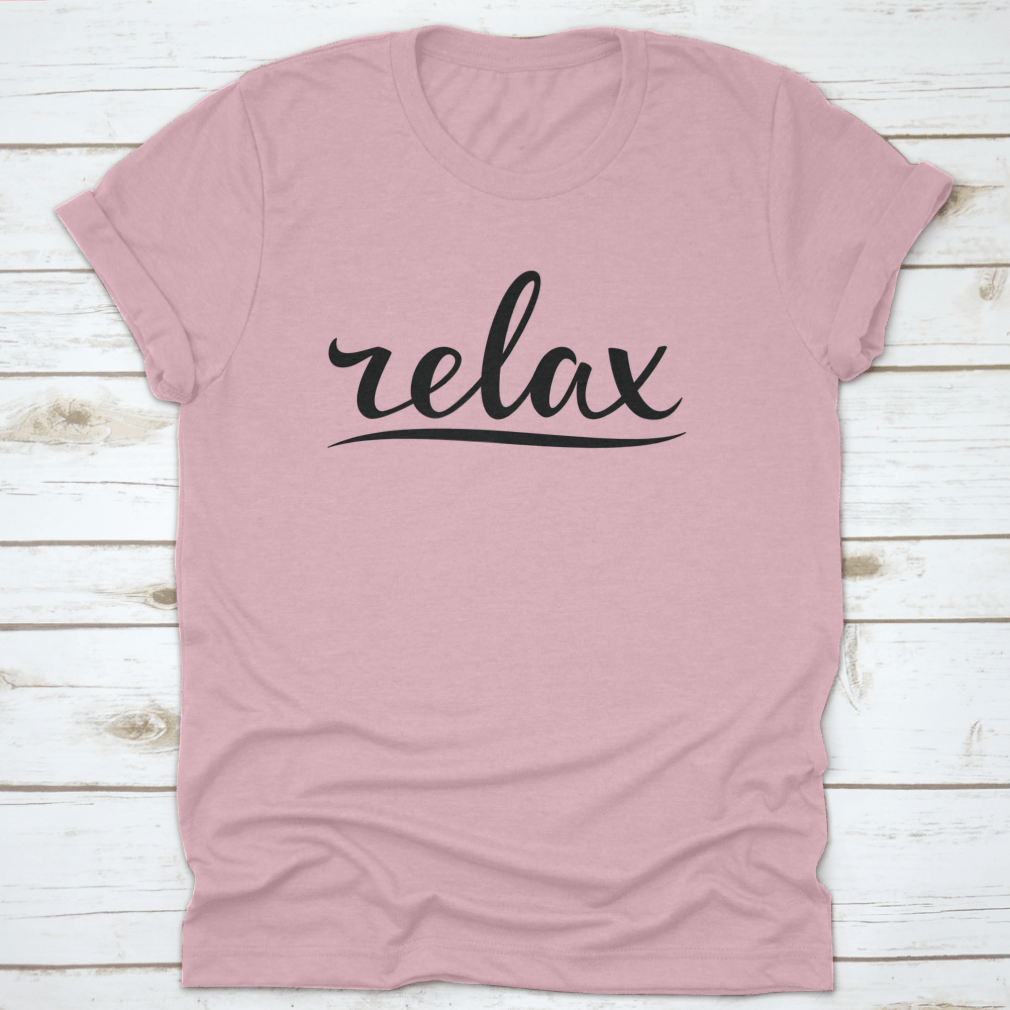 Relax Hand Lettering Design T-Shirt made from 100% cotton, featuring a classic fit and midweight fabric.