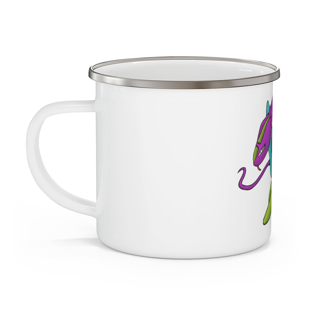 Rengitsu Enamel Camping Mug with a stylish design, featuring a C-handle and rounded corners, perfect for outdoor adventures.