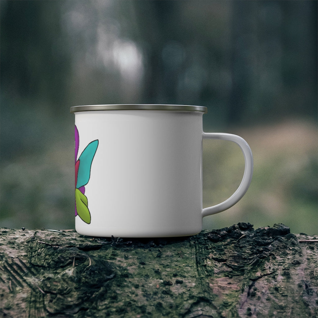 Rengitsu Enamel Camping Mug with a stylish design, featuring a C-handle and rounded corners, perfect for outdoor adventures.