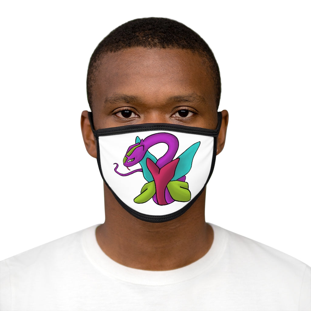 Rengitsu Mixed-Fabric Face Mask featuring a black outer edge and earloops, made with durable polyester and soft cotton for comfort.