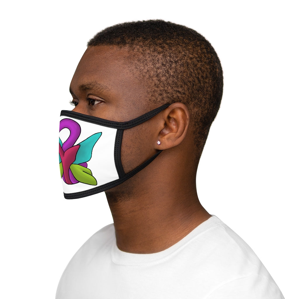 Rengitsu Mixed-Fabric Face Mask featuring a black outer edge and earloops, made with durable polyester and soft cotton for comfort.