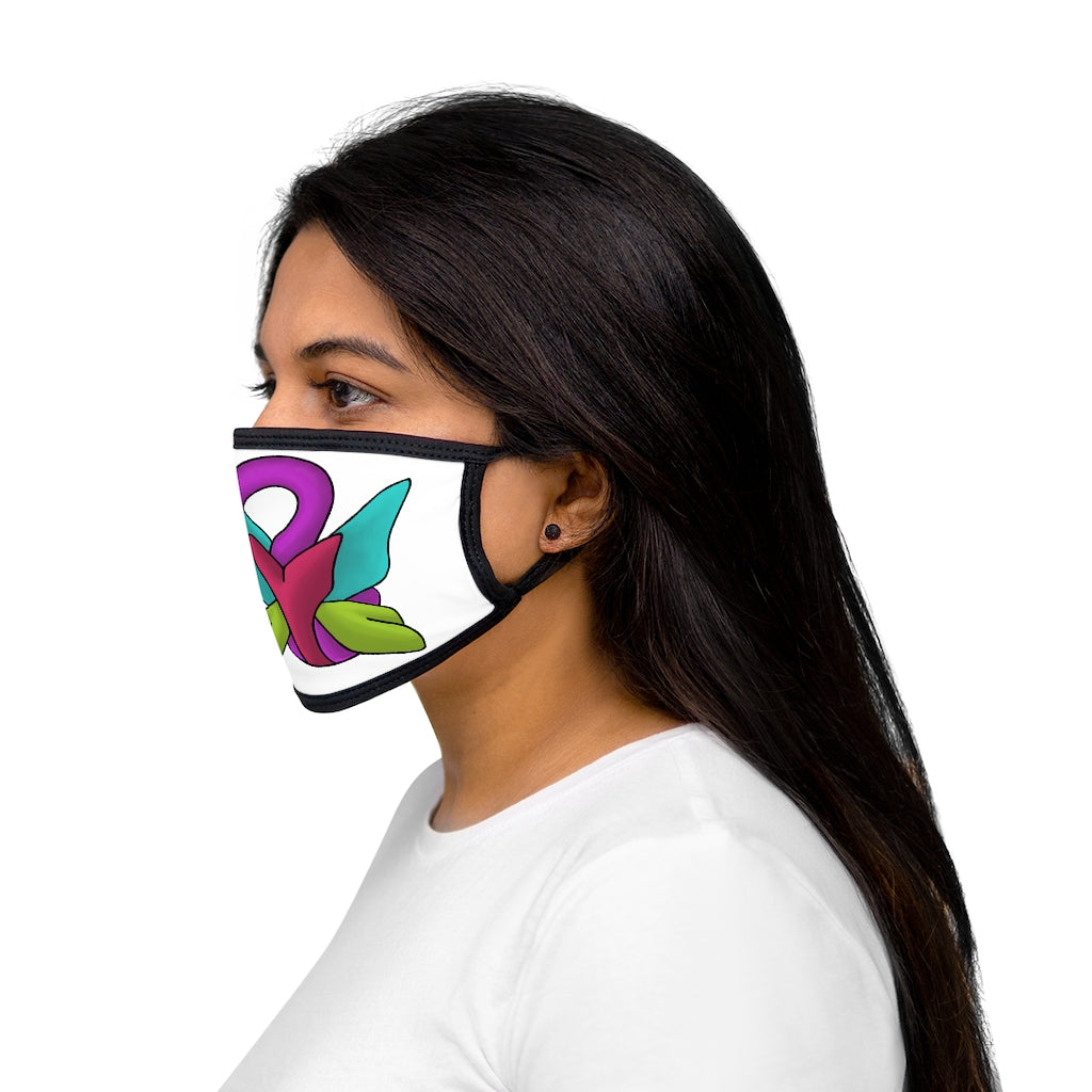 Rengitsu Mixed-Fabric Face Mask featuring a black outer edge and earloops, made with durable polyester and soft cotton for comfort.