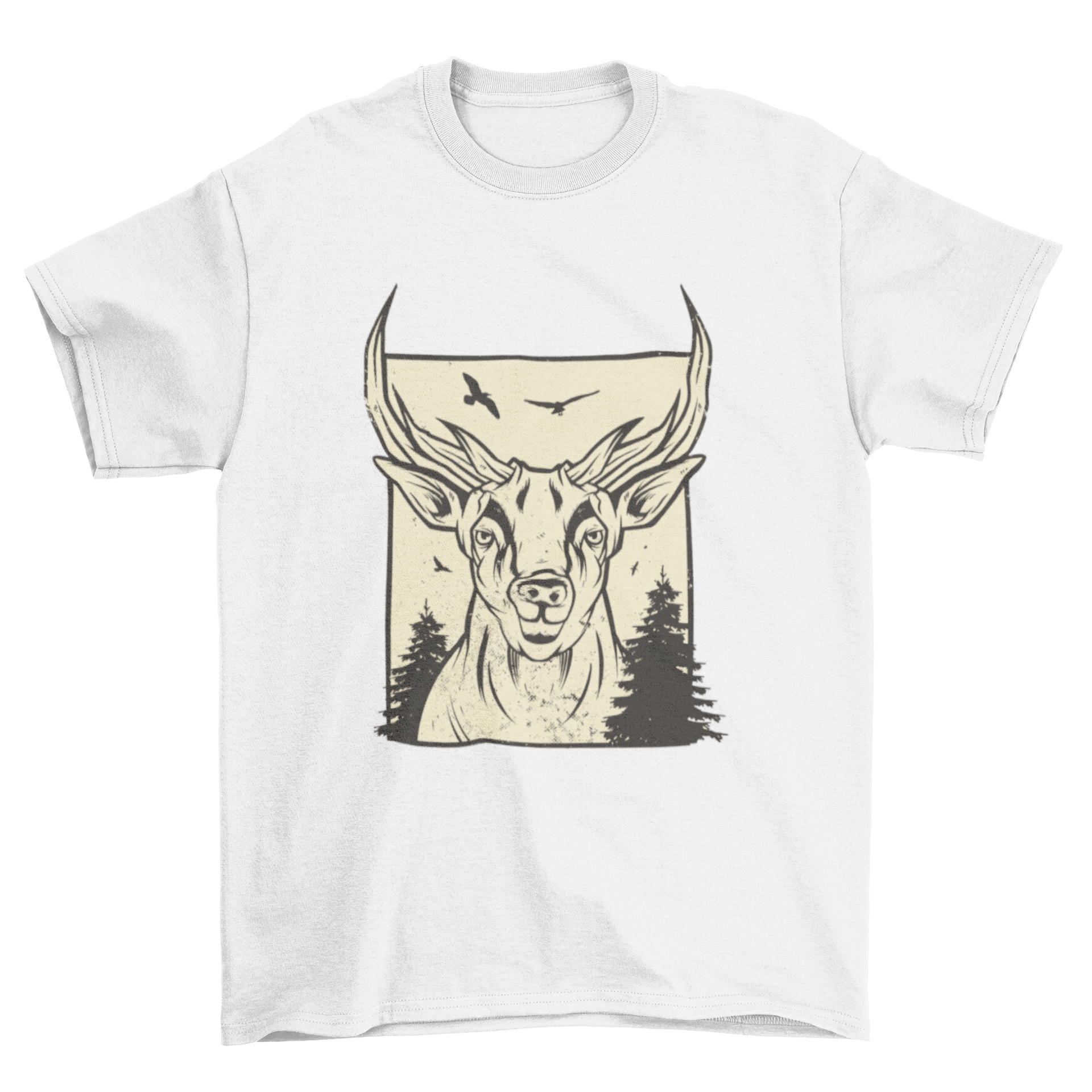 REQUEST Deer animal t-shirt featuring a vintage deer design on a soft fabric.