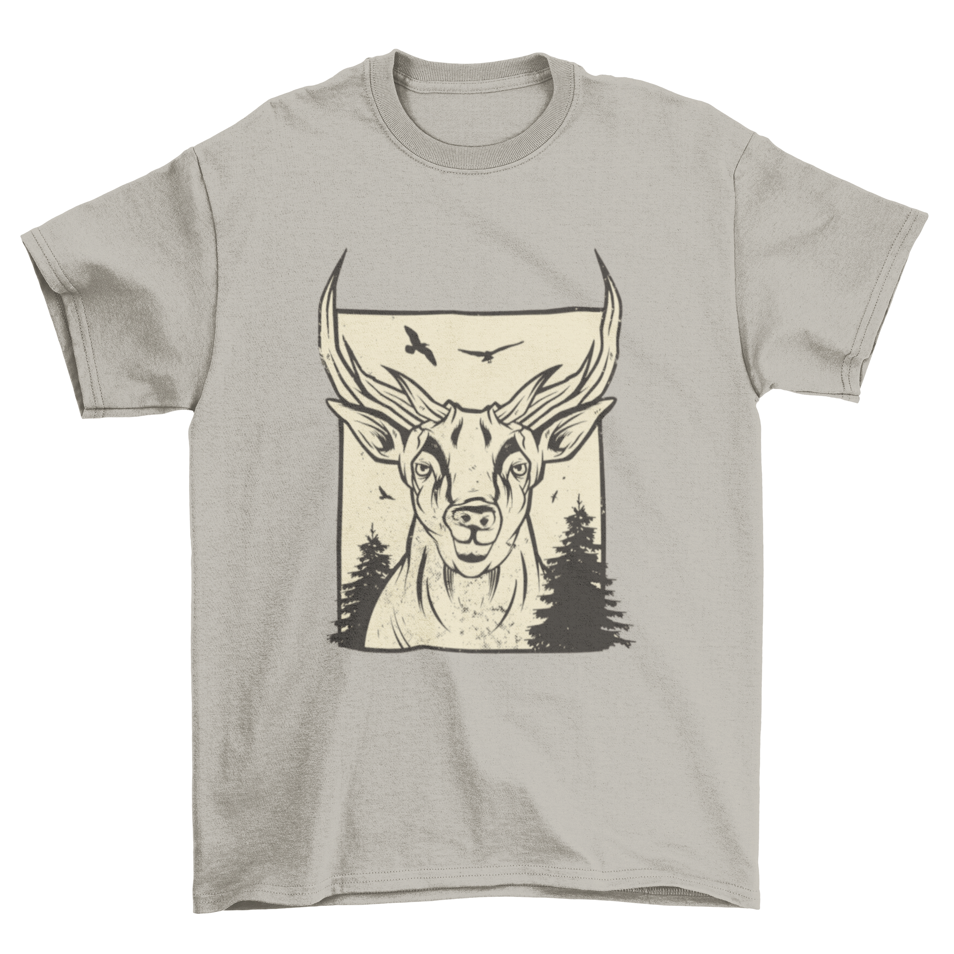 REQUEST Deer animal t-shirt featuring a vintage deer design on a soft fabric.